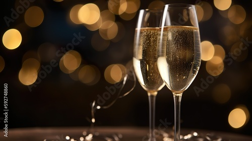 Frohes Neues Jahr, Champagner, Sekt, Anstoßen, generative AI