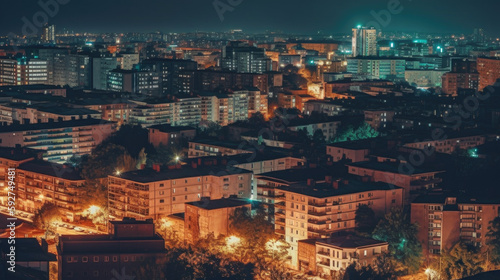 Cityscape at night of a lesser known city
