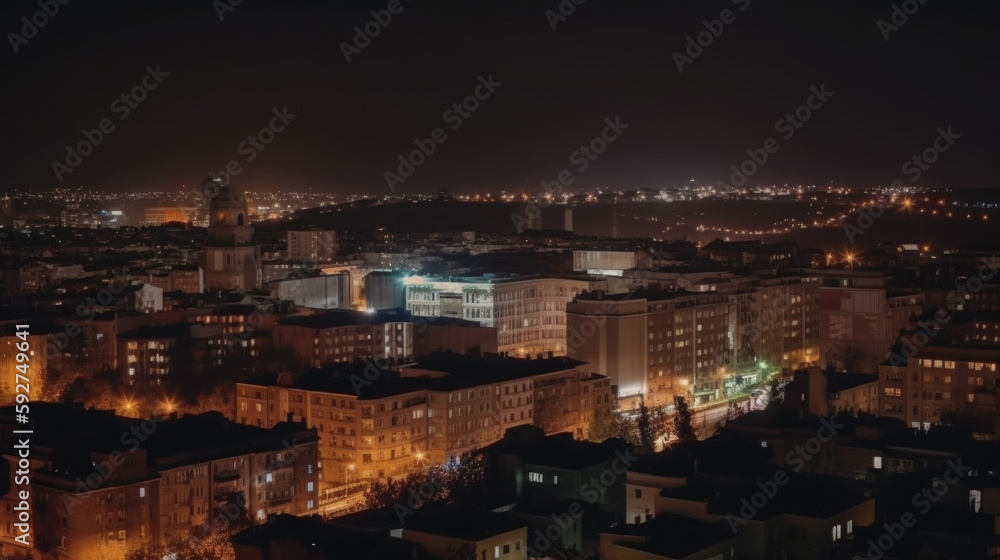 Obraz premium Cityscape at night of a lesser known city