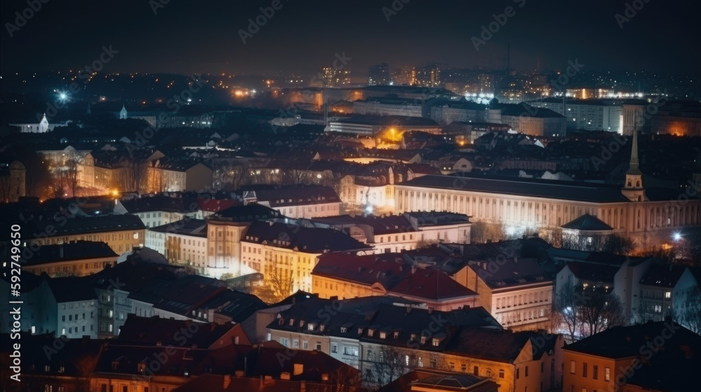 Obraz premium Cityscape at night of a lesser known city