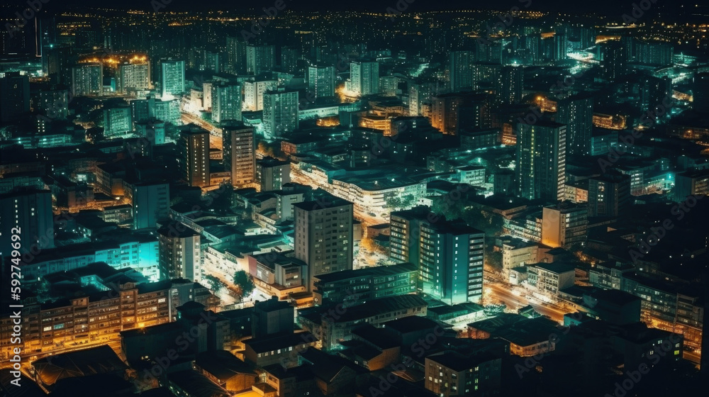 Cityscape at night of a lesser known city Cityscape at night of a lesser known city