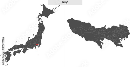 map of Tokyo prefecture of Japan