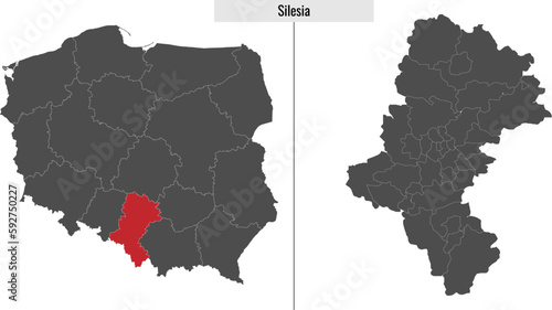 map of Silesia voivodship province of Poland photo