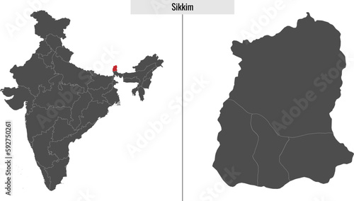 map of Sikkim state of India