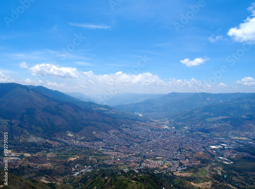 Medellin, Colombia - 17.02.2020: Aerial view of Medellin from the hills