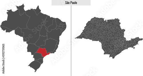 map of Sao Paulo state of Brazil photo