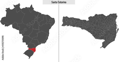 map of Santa Catarina state of Brazil