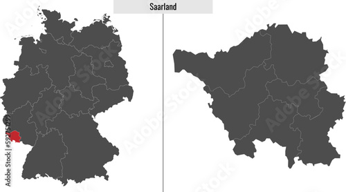 map of Saarland state of Germany