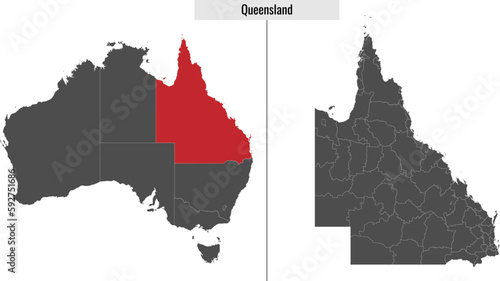 Obraz na płótnie map of Queensland state of Australia w salonie