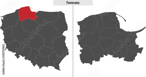map of Pomerania voivodship province of Poland