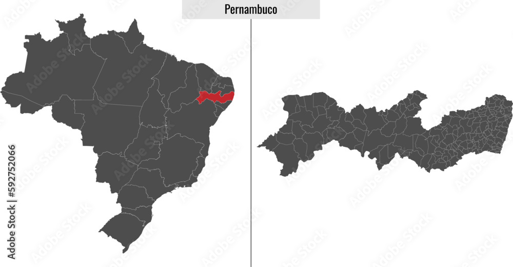 map of Pernambuco state of Brazil