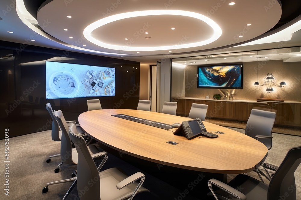 Hightech meeting room with video conferencing capabilities