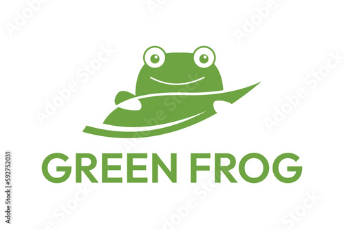green frog creative minimal animal logo design template
