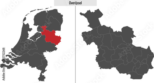 map of Overijssel region of Netherlands photo