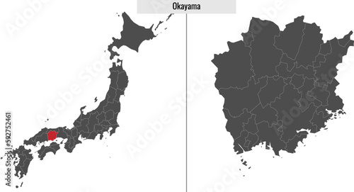 Photos map of Okayama prefecture of Japan