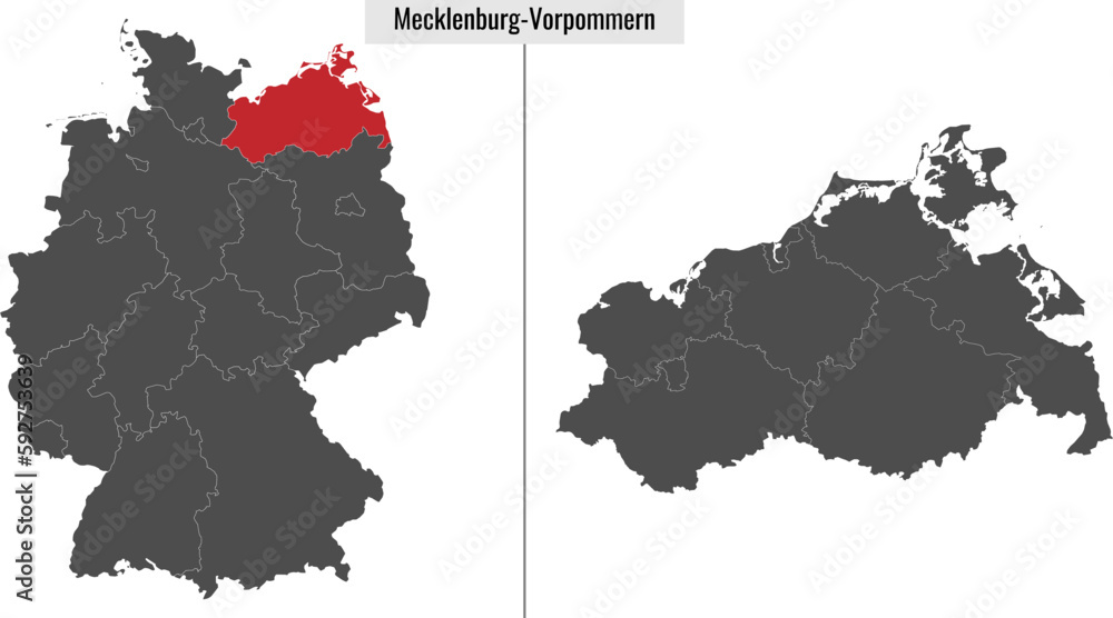 map of Mecklenburg-Vorpommern state of Germany map of Mecklenburg-Vorpommern state of Germany