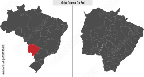 map of Mato Grosso do Sul state of Brazil