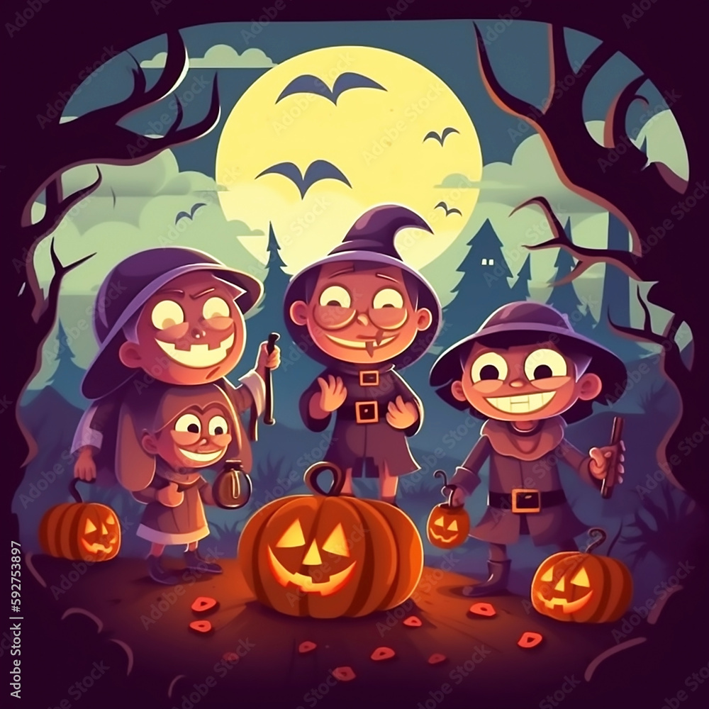 halloween pumpkin and witch, halloween, pumpkin, witch, halloween Cartoon