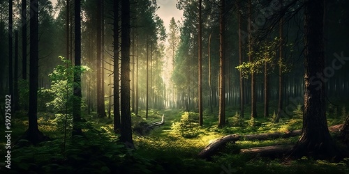 Forest landscape with fallen trees as background © Vladyslav  Andrukhiv