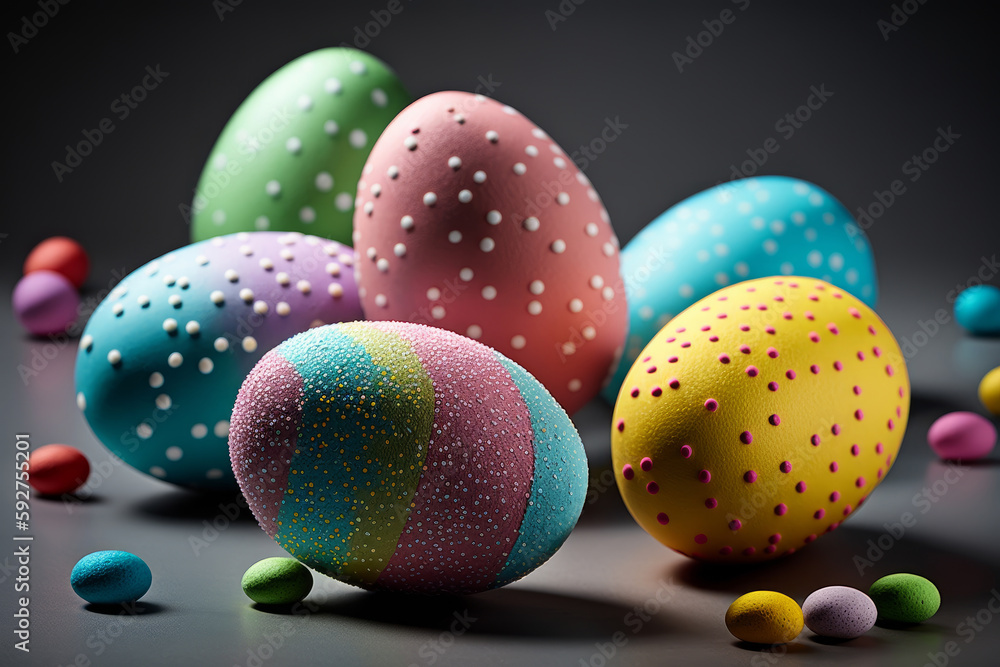 Huevos de pascua con bolitas de chocolate blanco, huevos sorpresas hecho de chocolate rosa, invitación fiesta de pascua, hecho con IA Huevos de pascua con bolitas de chocolate blanco, huevos sorpresas hecho de chocolate rosa, invitación fiesta de pascua, hecho con IA
