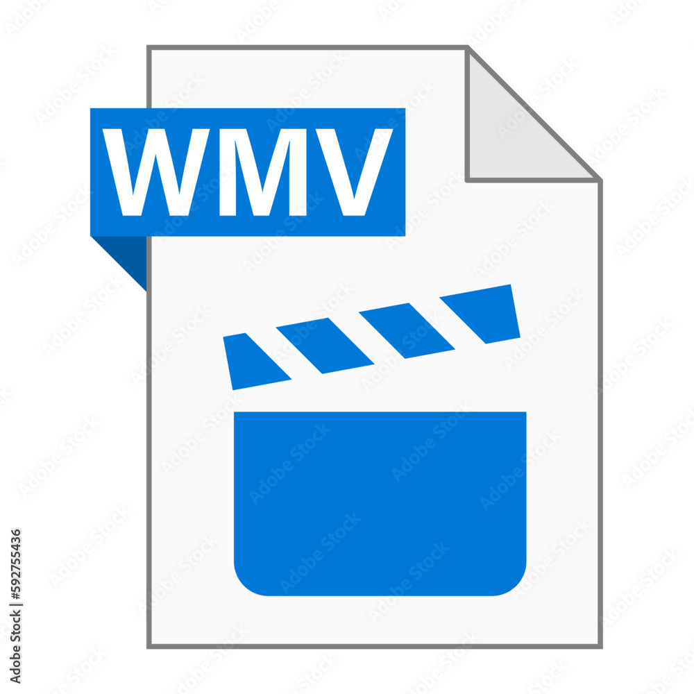 Modern flat design of WMV file icon for web