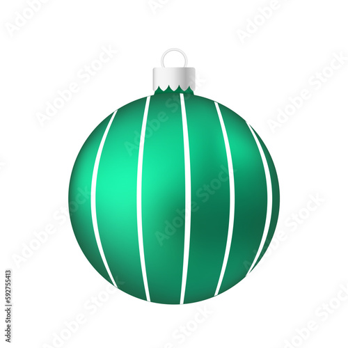 Green menthol Christmas tree toy or ball Volumetric and realistic color illustration