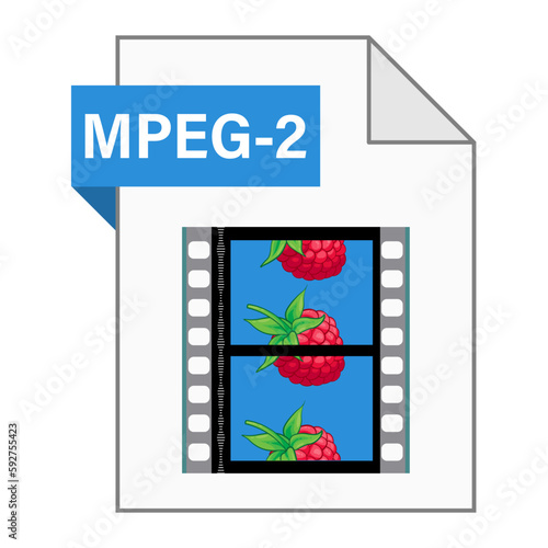 Modern flat design of MPEG-2 file icon for web