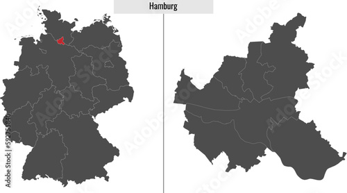 map of Hamburg state of Germany