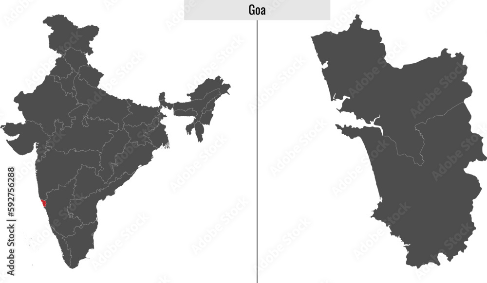 Fototapeta premium map of Goa state of India