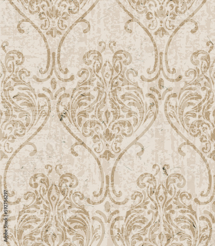 Vector damask seamless pattern background. Classical luxury old fashioned damask ornament, royal victorian seamless texture for wallpapers, textile, wrapping. Exquisite floral baroque template. 