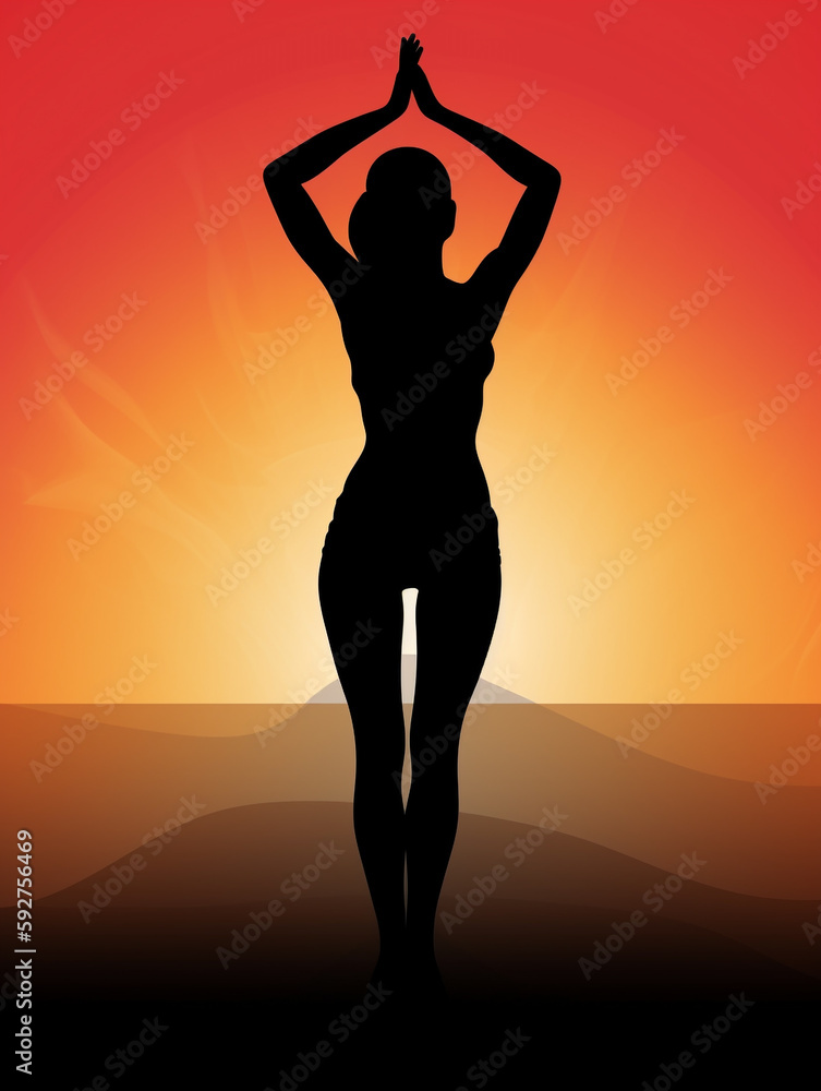 Woman yoga pose vector illustration. Meditation yoga icon. Yoga pose icon, Created using generative AI tools. Woman yoga pose vector illustration. Meditation yoga icon. Yoga pose icon, Created using generative AI tools.