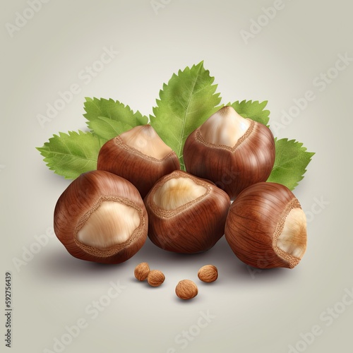 Delicious Hazelnuts: A Healthy Snack Isolated on White Background. Generative AI