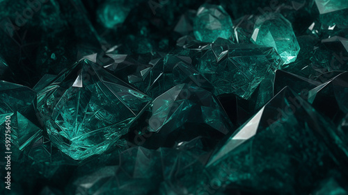 Emerald green gem kryptonite texture, background banner or wallpaper for graphic design. photo