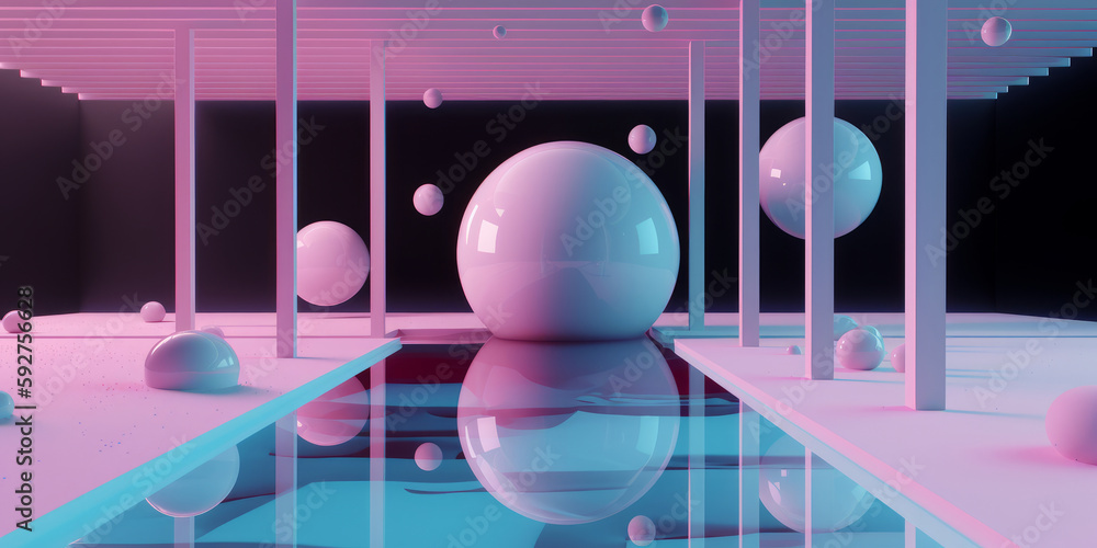 Piscina futurista aesthetic, background 3d y2k, IA generativa Stock ...