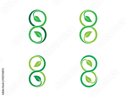 Number 8 Leaf Logo Concept icon sign symbol Element Design. Health Care, Ecology, Herbal, Spa, Beauty salon, Boutique, Natural Products, Organic Logotype. Vector illustration template