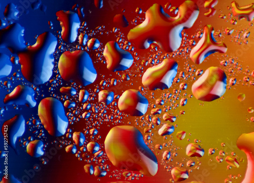 water drops on red background