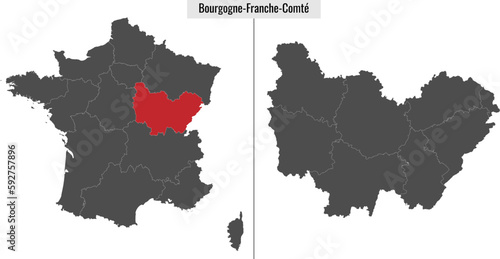 map of Bourgogne-Franche-Comte region of France