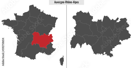 Auvergne-Rhone-Alpes map region of France