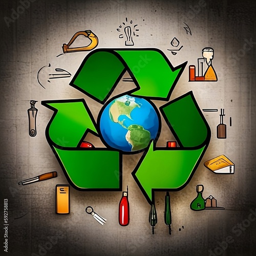 recycling symbol on paper