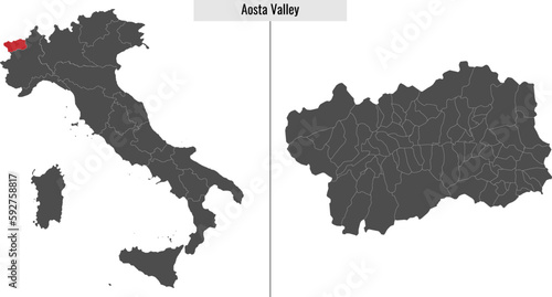 Aosta Valley map province of Italy
