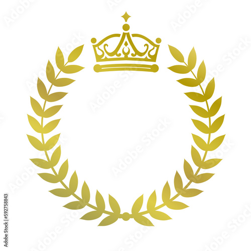 gold laurel wreath with crown