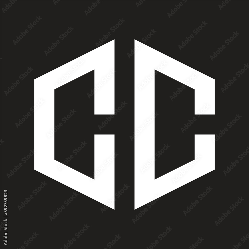 Hexagonal Shaped CC Wordmark Logo Design Template Hexagonal Shaped CC Wordmark Logo Design Template
