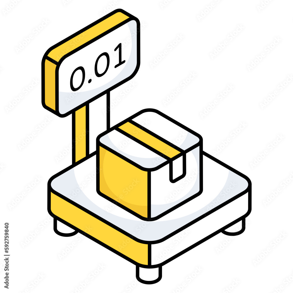 Conceptual flat design icon of parcel weighing Conceptual flat design icon of parcel weighing