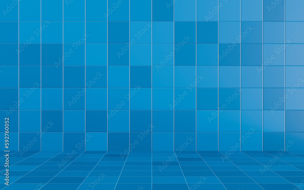 Blue tile wall and floor texture background. Colored mosaic. Simple
