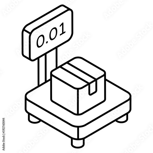 Conceptual flat design icon of parcel weighing