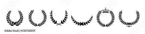 set of laurel, laurel wreath - vector icon, isolated element