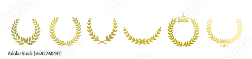 set of laurel, laurel wreath - vector icon, isolated element