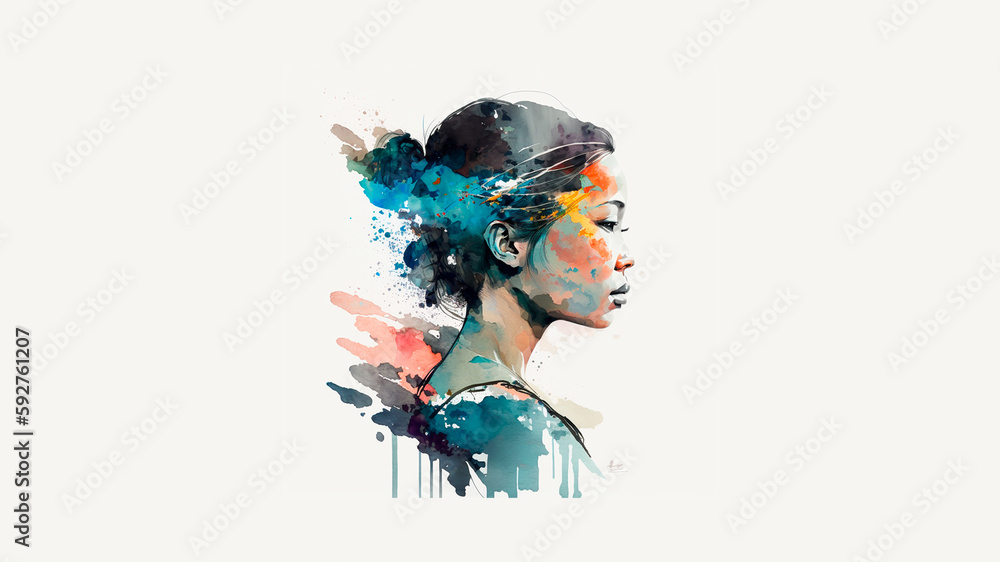 AI generated: asiatica boho abstract style drawing