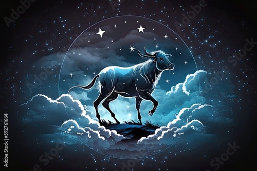 horoscope star Constellation Sagittarius in the night sky with stars and clouds. Generative AI