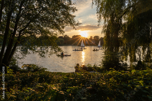 Sunset with boats